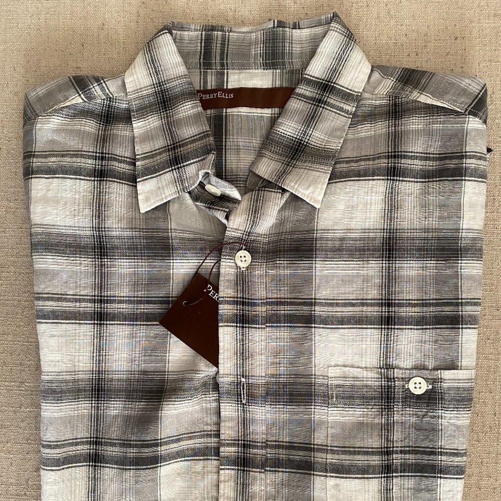 New Men's Perry Ellis Short Sleeve Button Down Shirt Sz S